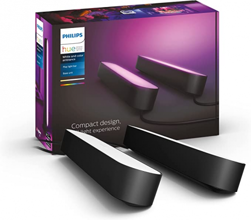 Philips Hue Play Black & Color Smart Light, 2 Pack Base kit, Hub Required/Power Supply Included (Works with Amazon Alexa, Apple Homekit & Google Home)